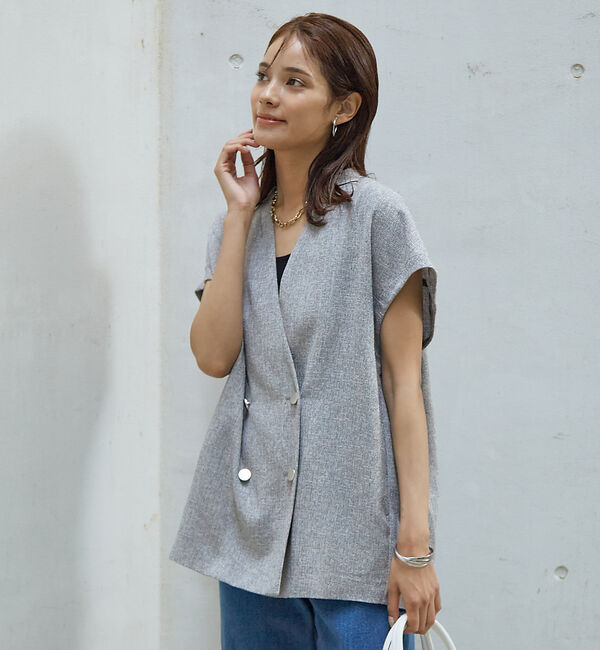 abahouse mavie「【セットアップ対応】ライトツィードフレンチジャケット」|ベスト・ジレ|