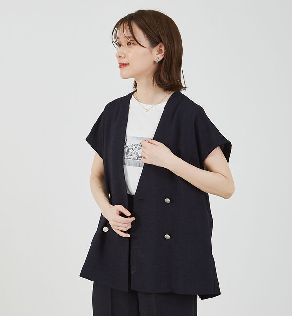 abahouse mavie「【セットアップ対応】ライトツィードフレンチジャケット」|ベスト・ジレ|