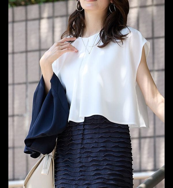 abahouse mavie「【エニデイカセット・サマー】ジョーゼットタックフレアーブラウス」|シャツ・ブラウス|ホワイト