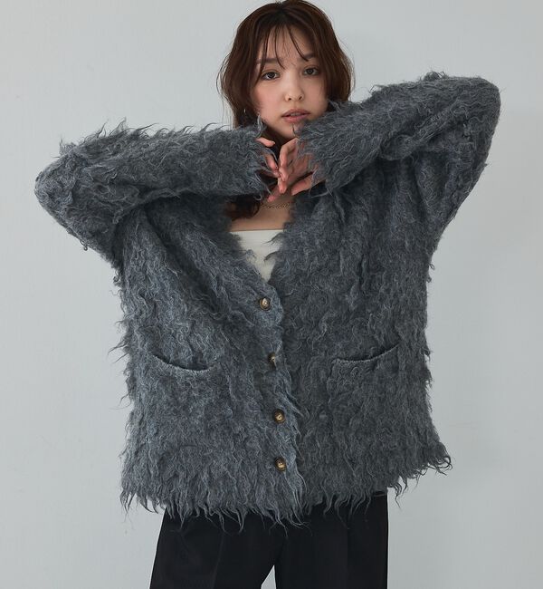 abahouse mavie「【スタッフ人気No1】シャギー起毛カーディガン/ニット/軽量/ガーリー/ふわふわ」|カーディガン|