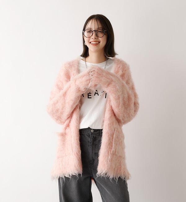 abahouse mavie「【スタッフ人気No1】シャギー起毛カーディガン/ニット/軽量/ガーリー/ふわふわ」|カーディガン|