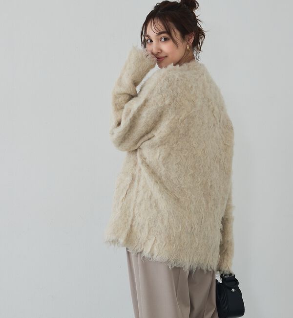 abahouse mavie「【スタッフ人気No1】シャギー起毛カーディガン/ニット/軽量/ガーリー/ふわふわ」|カーディガン|