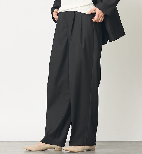 abahouse mavie「【セットアップ対応】ライトメランジタックスラックス」|スラックス|ブラック