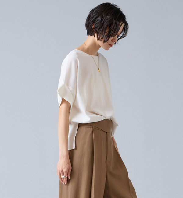 Liesse「【定番】袖サテンニット」|ニット・セーター|ホワイト