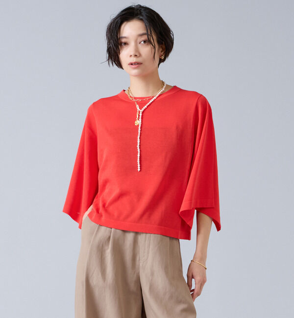 Liesse「クロップドワイドニット」|ニット・セーター|レッド