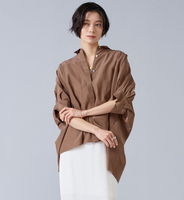 Liesse「オーガニックコットンワイドシャツ」|シャツ・ブラウス|ブラウン