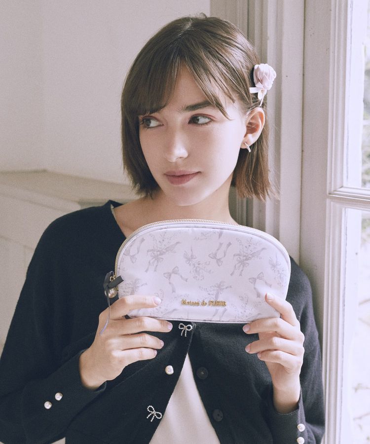 Maison de FLEUR「すずらんプリントロングポーチ」|ポーチ|ブラック