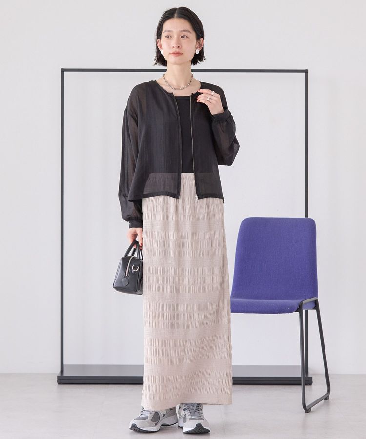 AMERICAN HOLIC「【WEB限定】ノーカラーシアーZIPブルゾン」|ブルゾン・スタジャン|