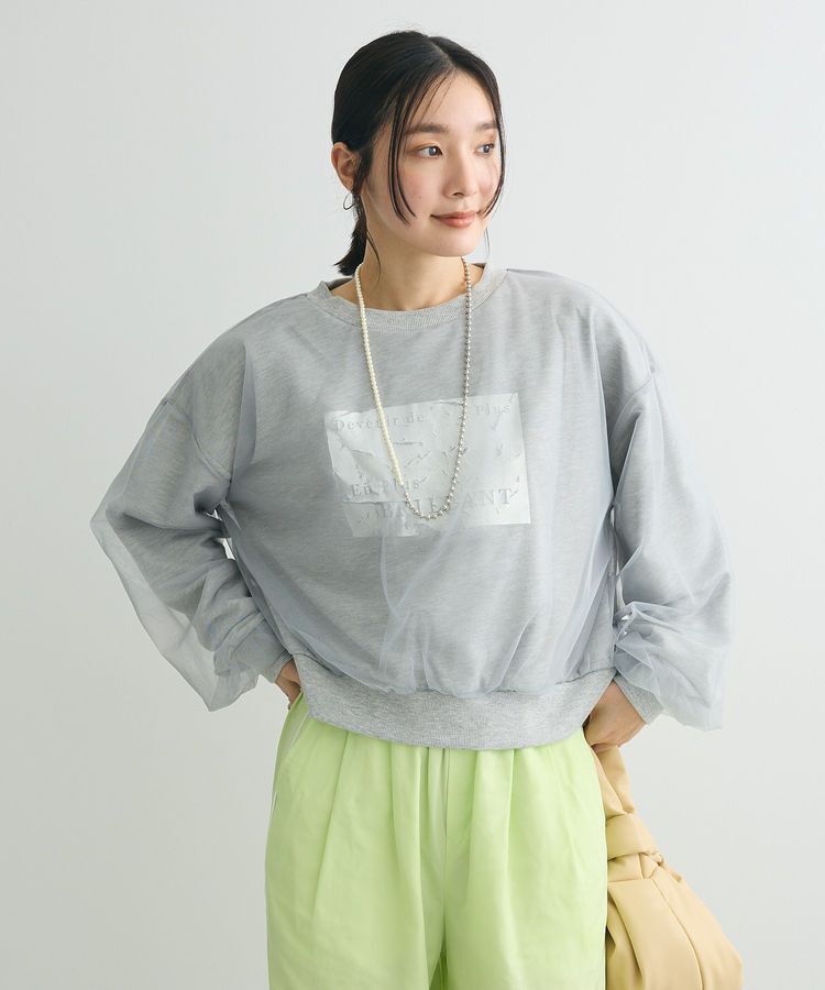 Green Parks「箔プリントチュール重ねプルオーバー」|スウェット・ジャージ|