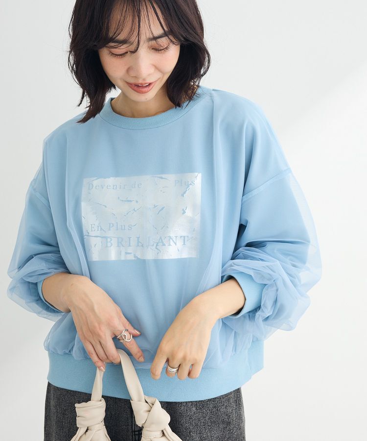 Green Parks「箔プリントチュール重ねプルオーバー」|スウェット・ジャージ|Sax