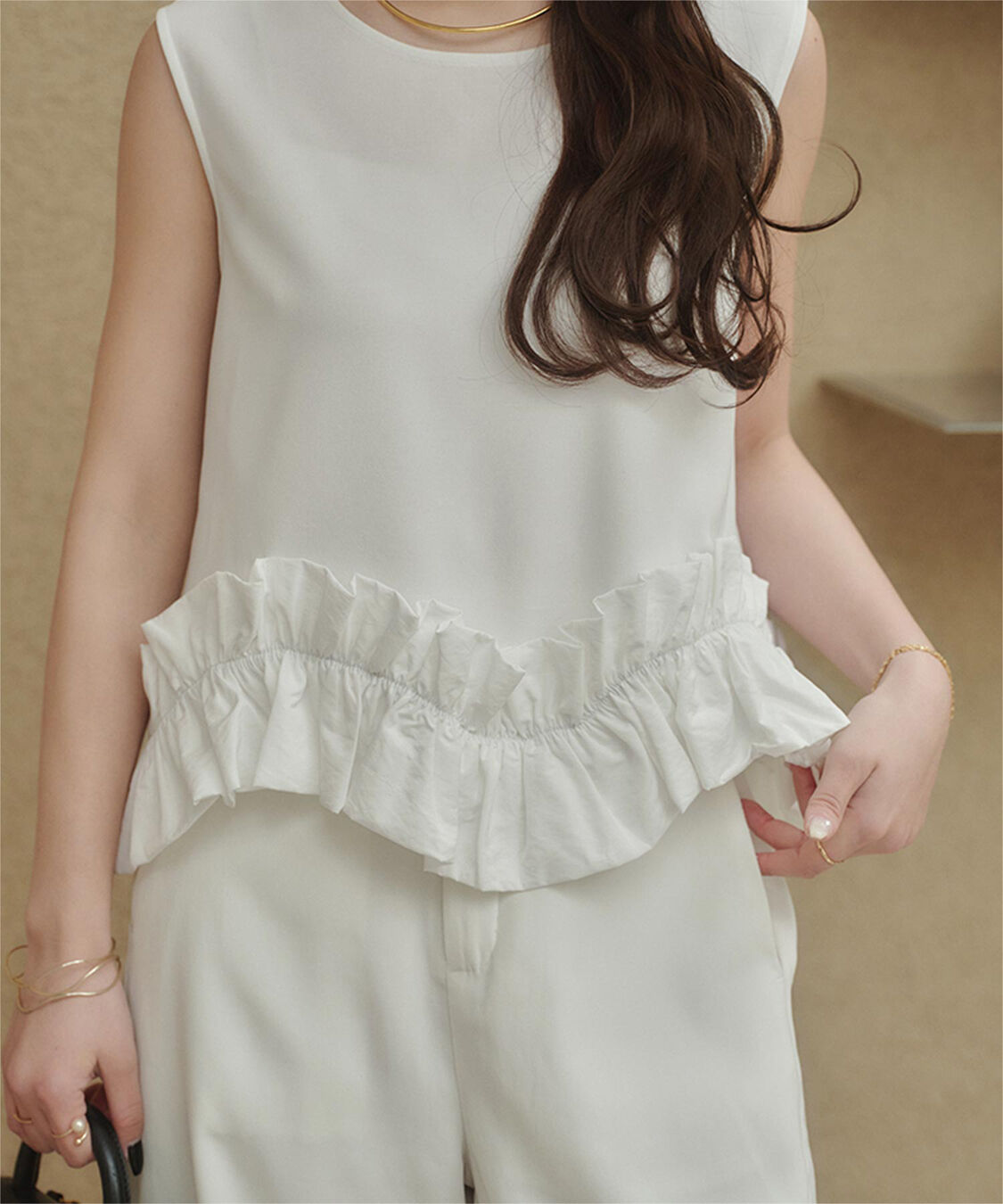 titivate「【ななみさんコラボアイテム】ホイップフリルヘムトップス」|シャツ・ブラウス|