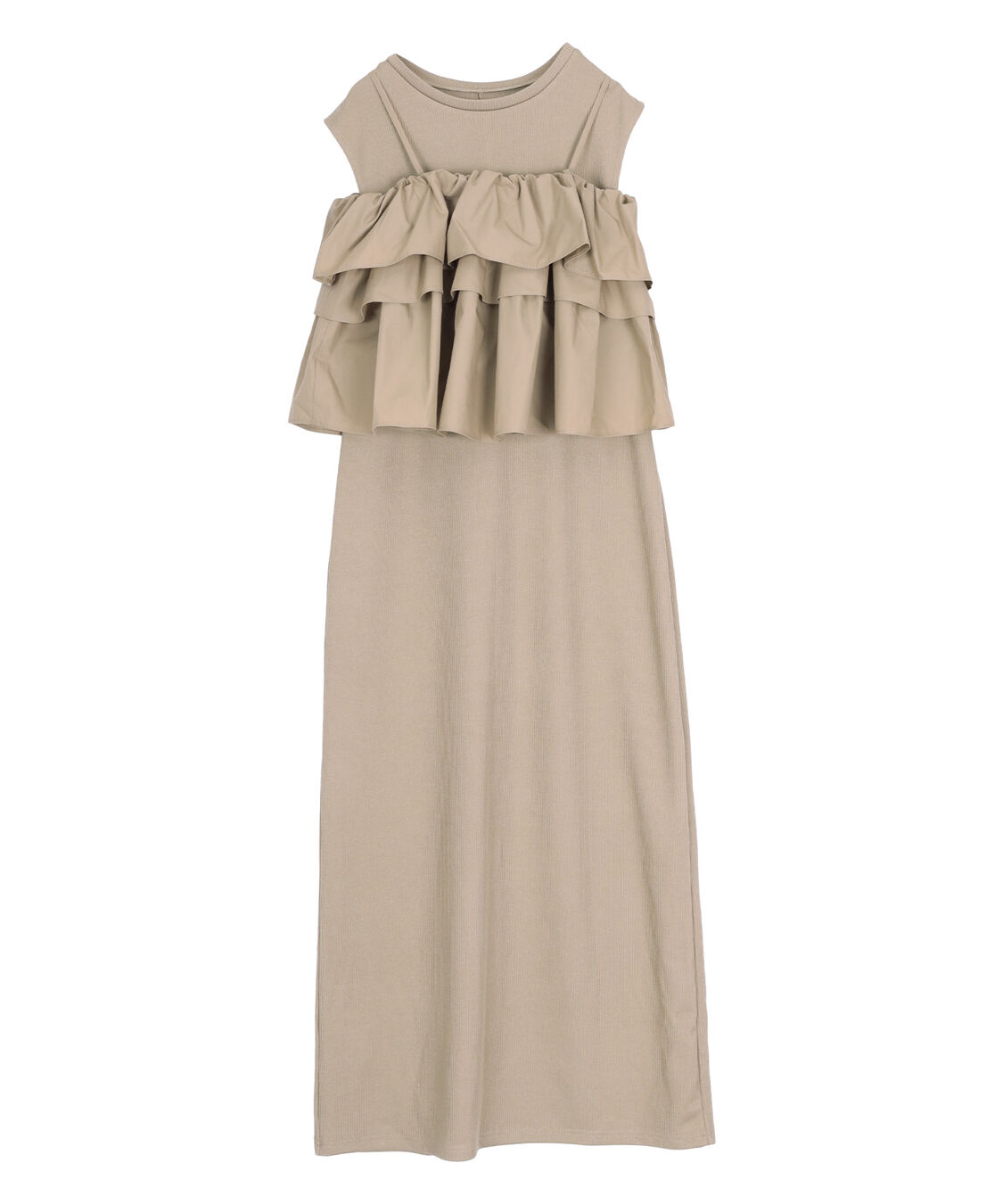 titivate「【ななみさんコラボアイテム】フリルキャミソールトップス/リブカットソーワンピースセット」|ワンピース|