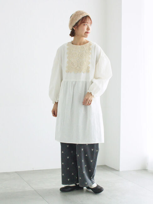 Samansa Mos2「【WEB限定】胸元レース貼りチュニック」|シャツ・ブラウス|