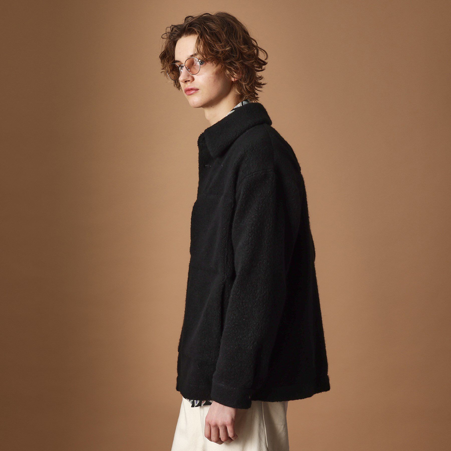 40CARATS&525「ウール混パイルボア4パッチシャツ」|ブルゾン・スタジャン|