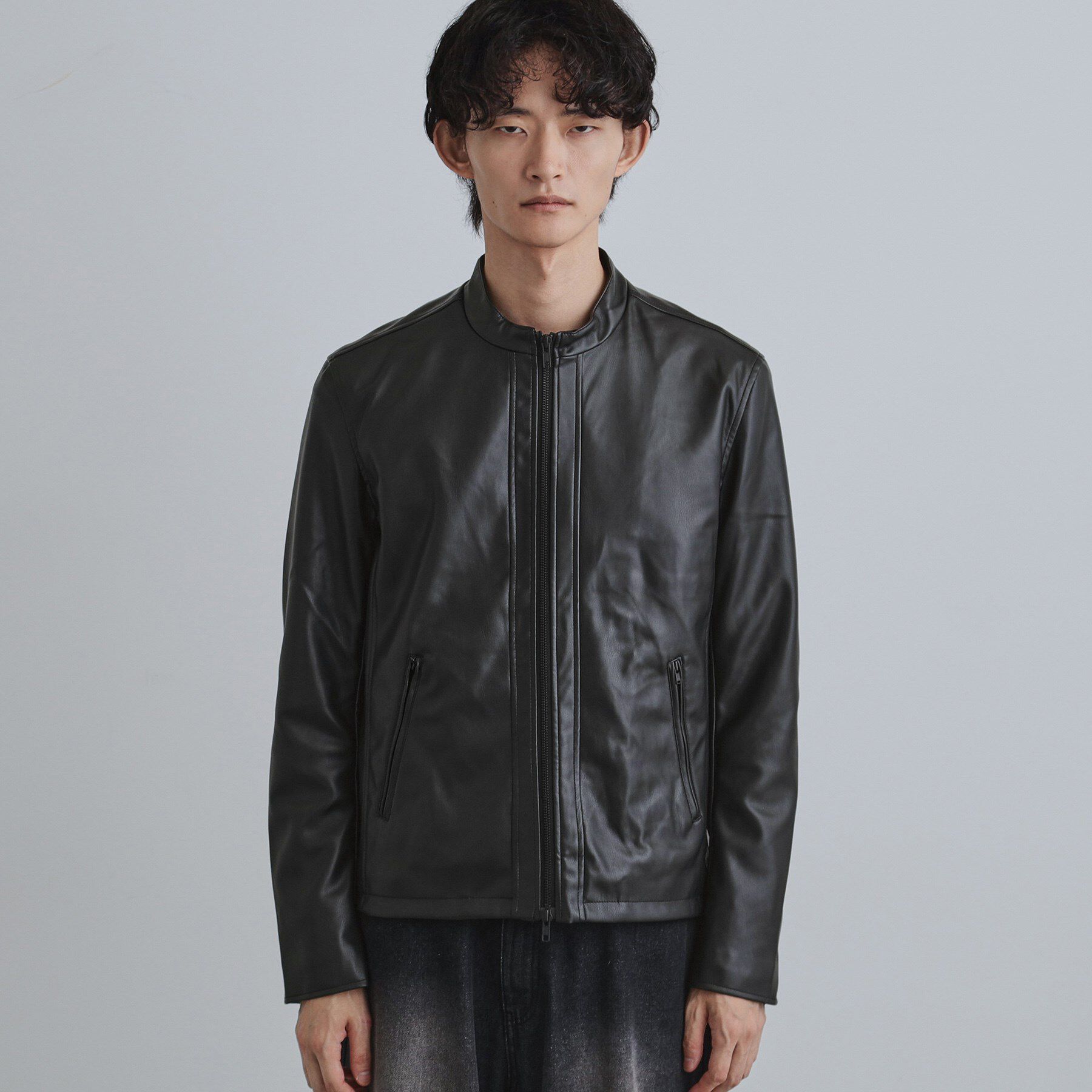 tk.TAKEO KIKUCHI「シングルレザー調ブルゾン」|ブルゾン・スタジャン|