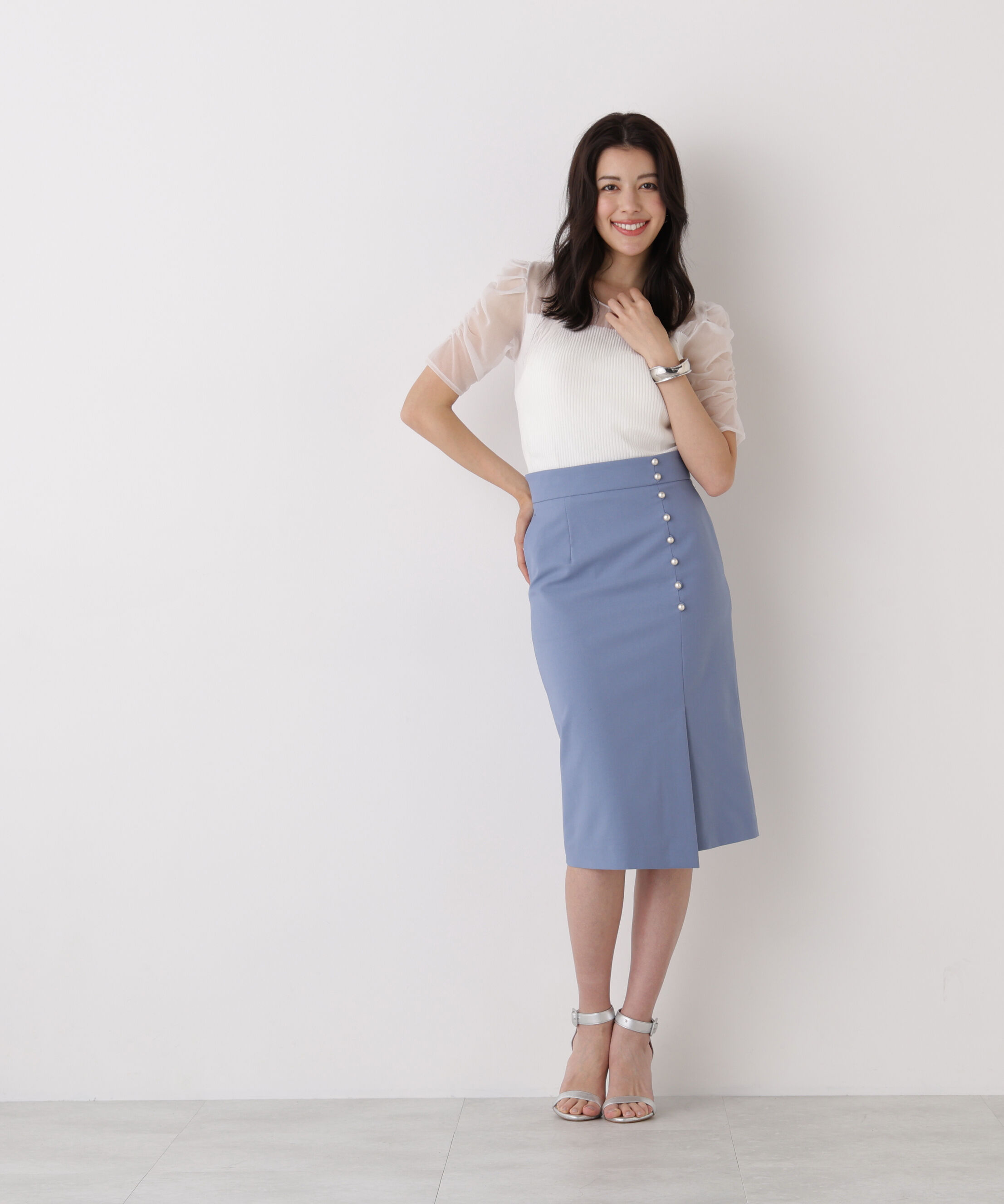  「ラメニットシアーコンビプルオーバー」|ニット・セーター|