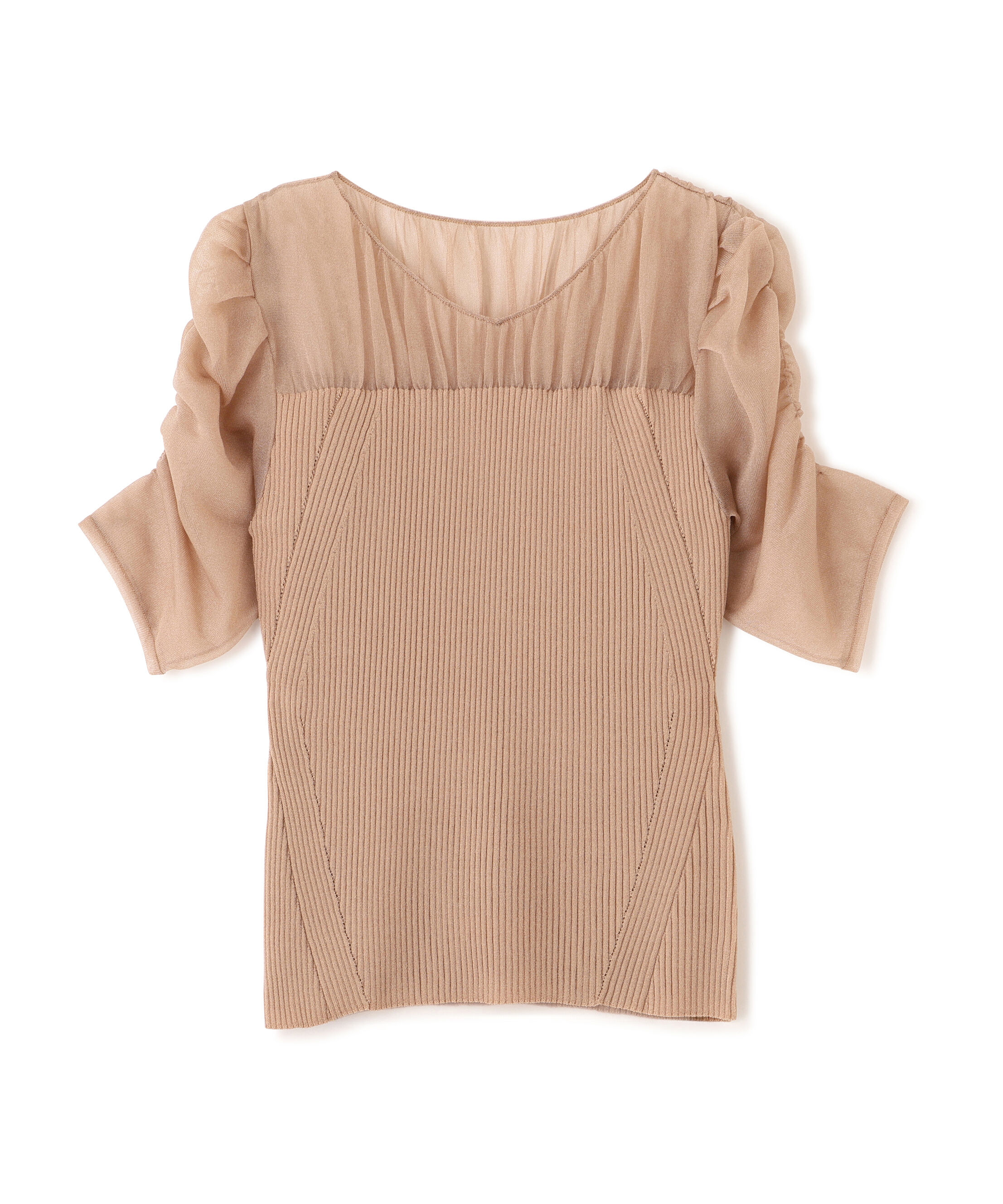  「ラメニットシアーコンビプルオーバー」|ニット・セーター|