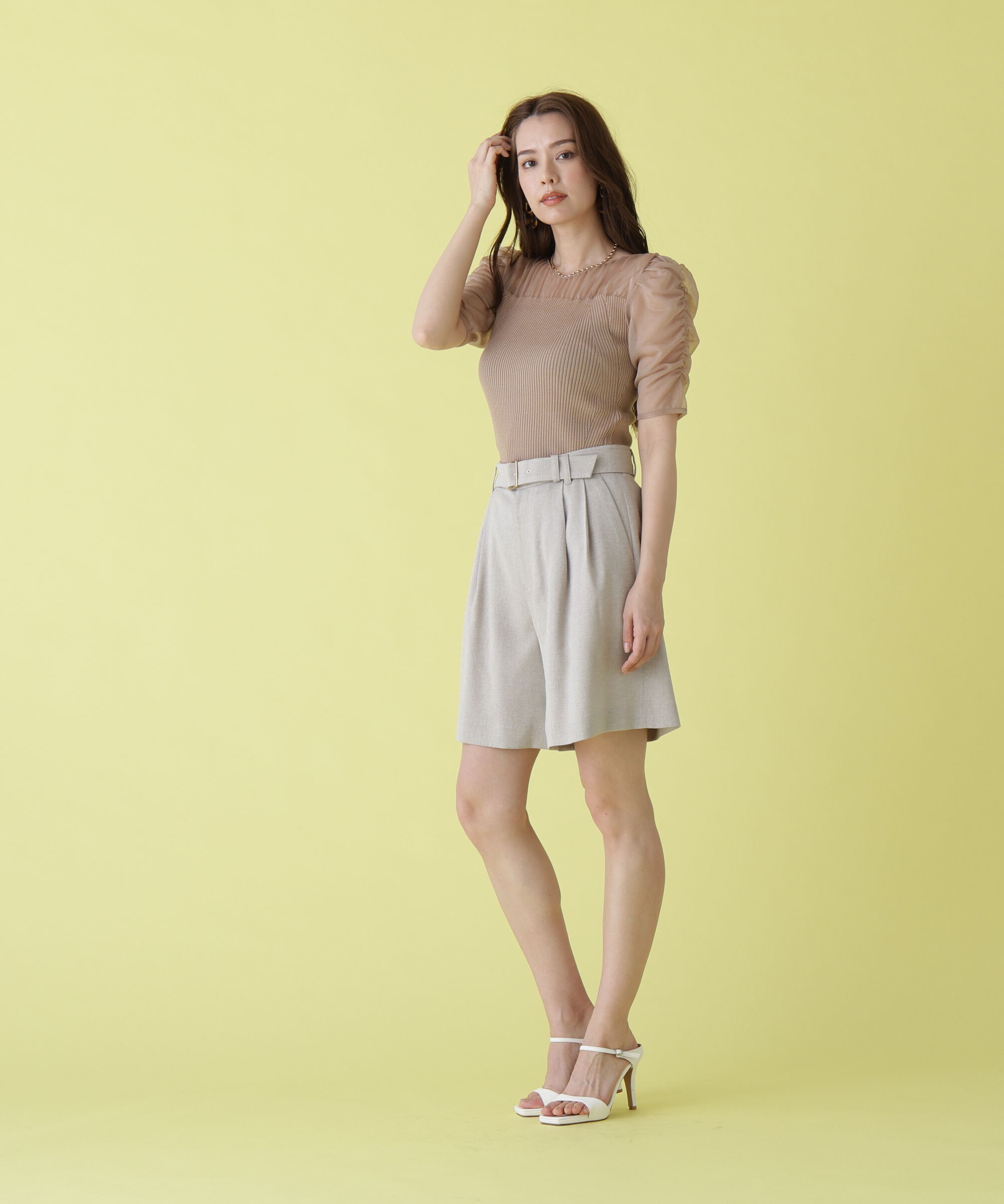  「ラメニットシアーコンビプルオーバー」|ニット・セーター|