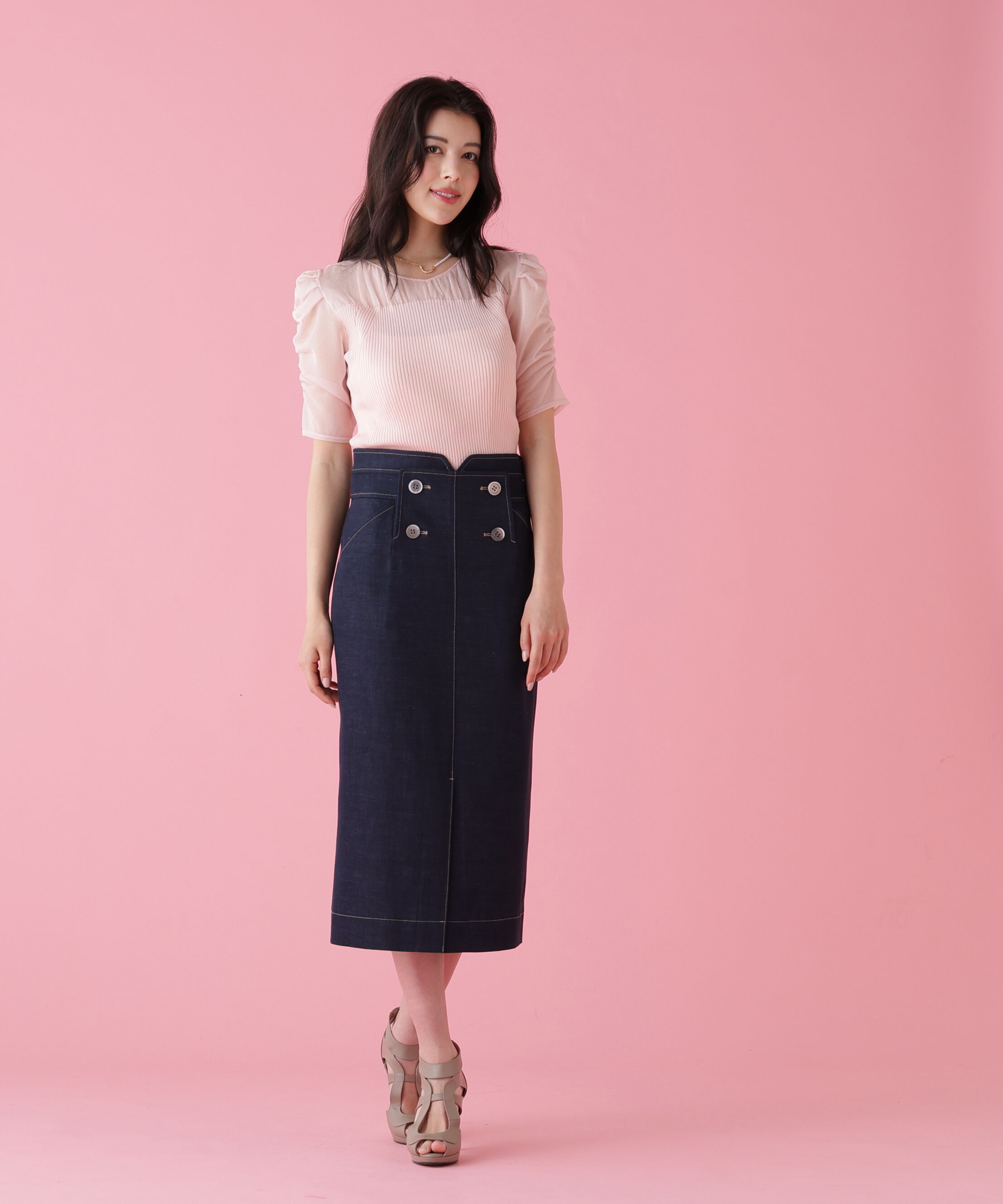  「ラメニットシアーコンビプルオーバー」|ニット・セーター|