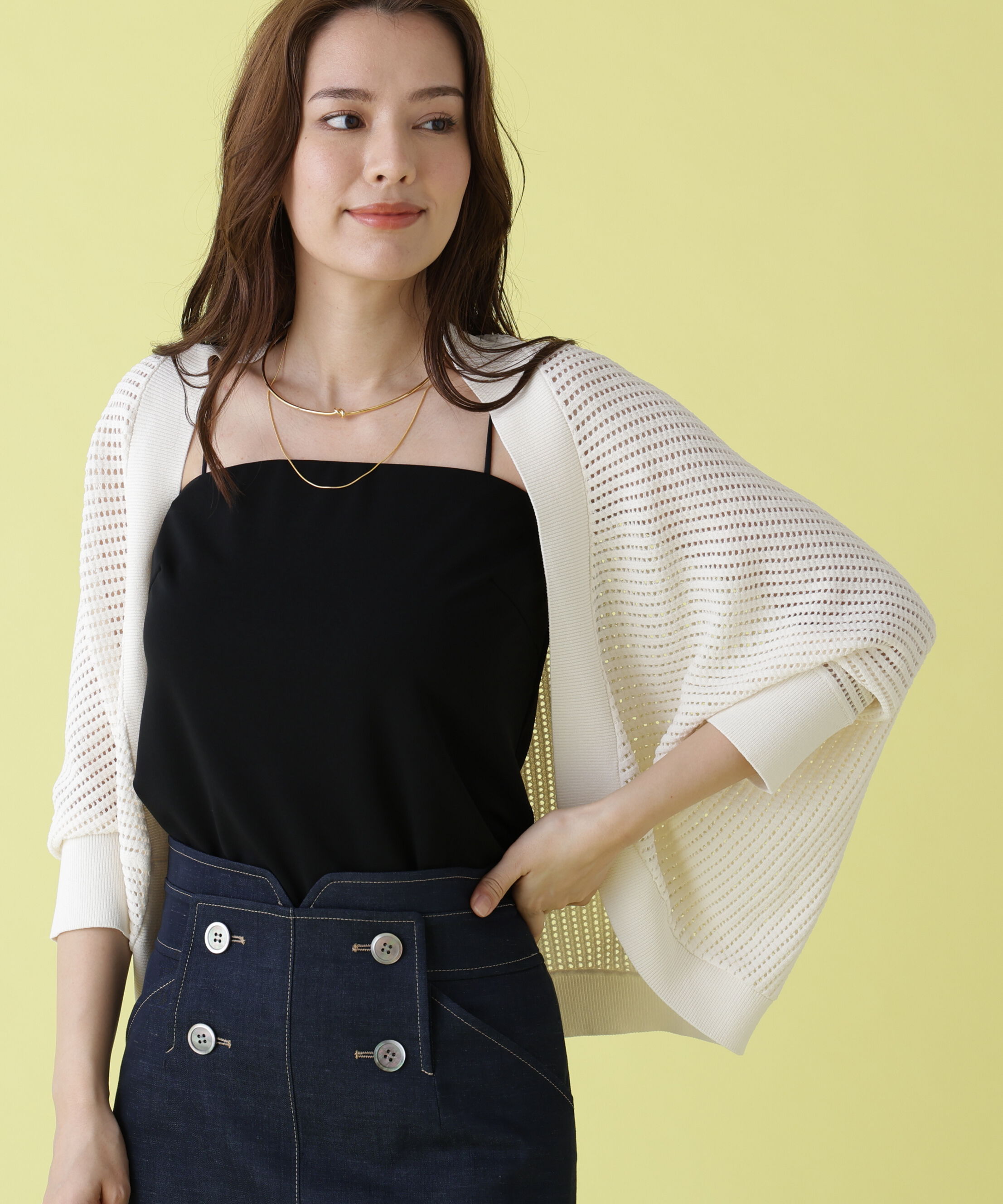  「メッシュニットカーディガン」|その他|ホワイト