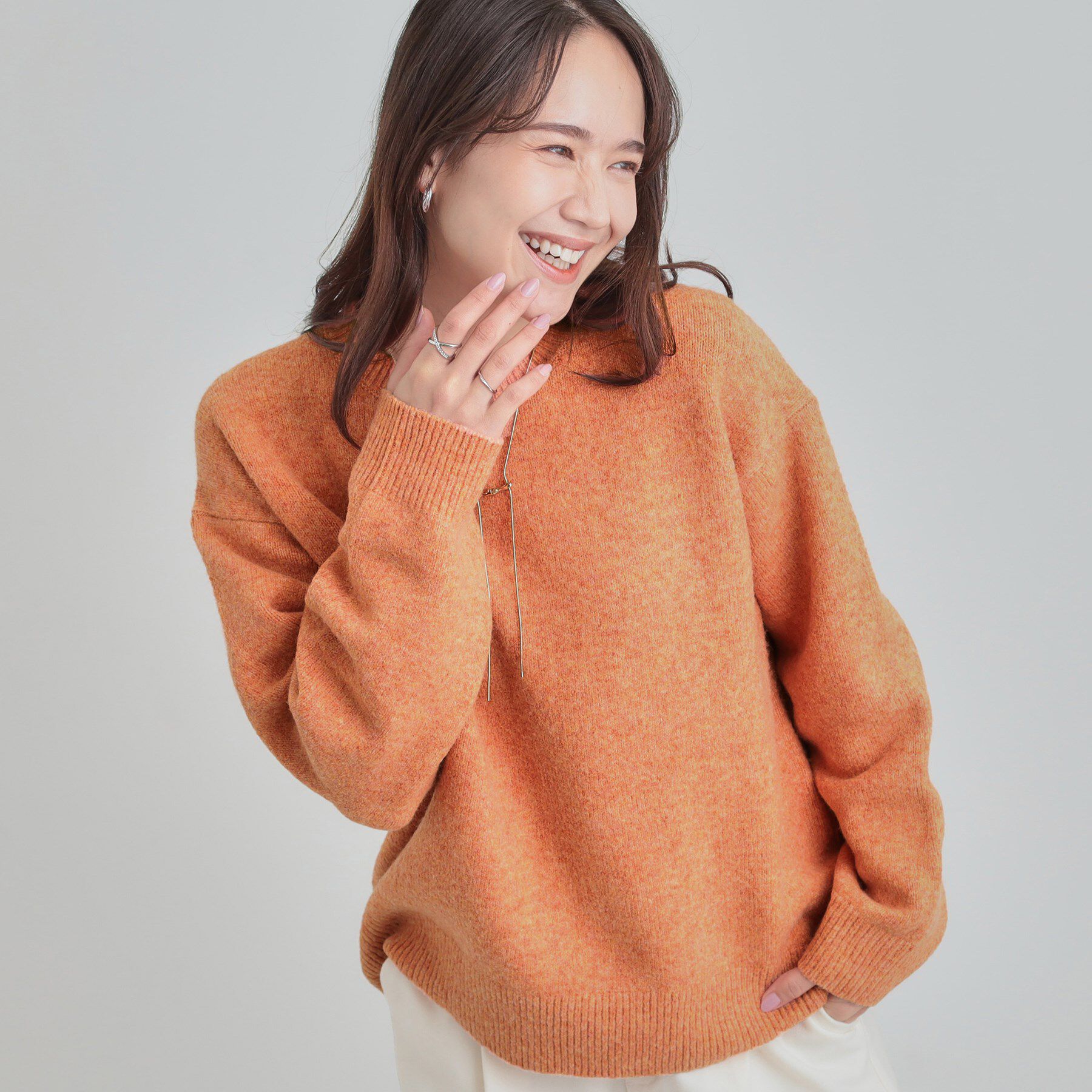 SHOO･LA･RUE「【洗濯機可】お気に入りカラーを身にまとって　ふんわりゆるニット」|ニット・セーター|オレンジ(067)