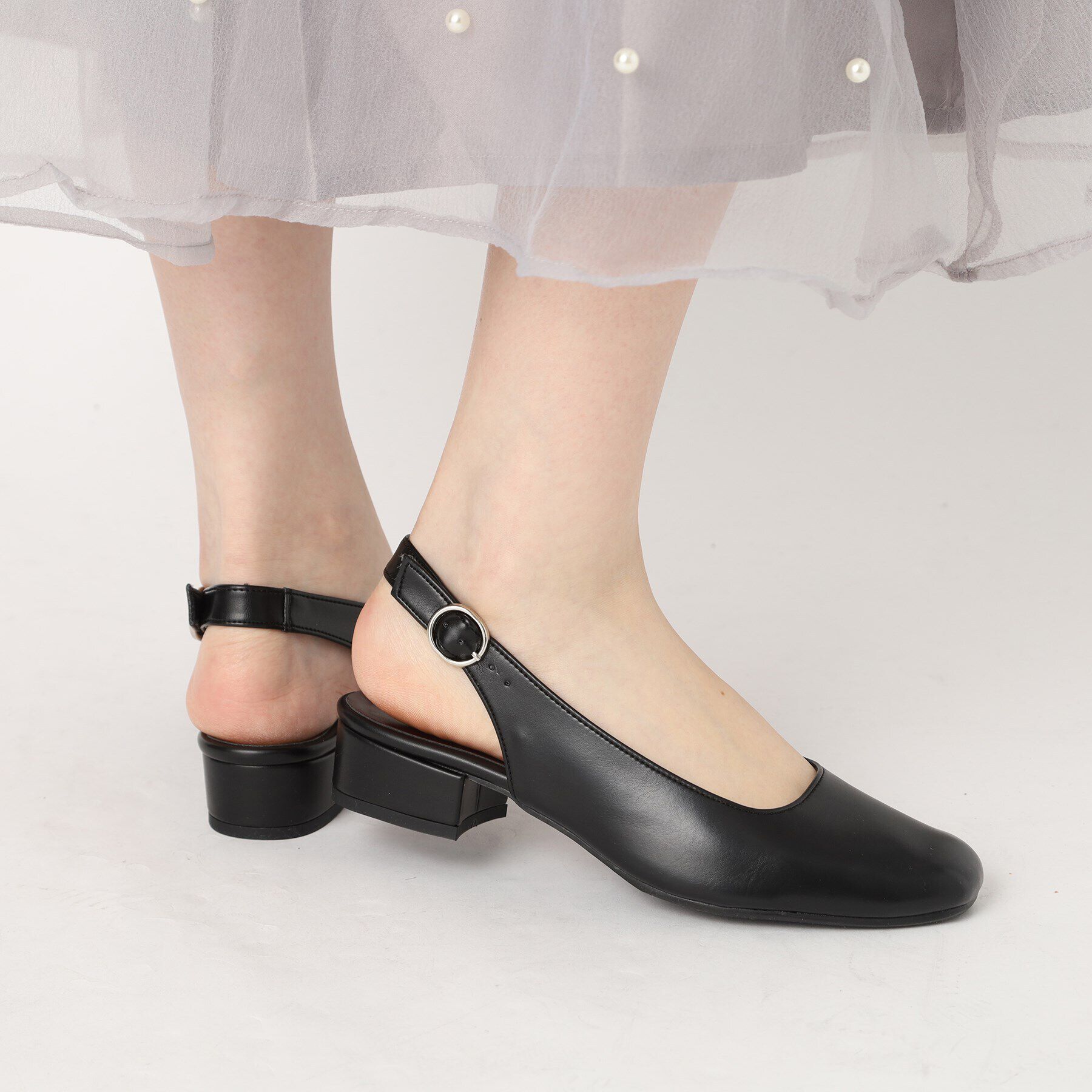 ESPERANZA「ソフトスクエアバックストラップフラットパンプス」|パンプス|