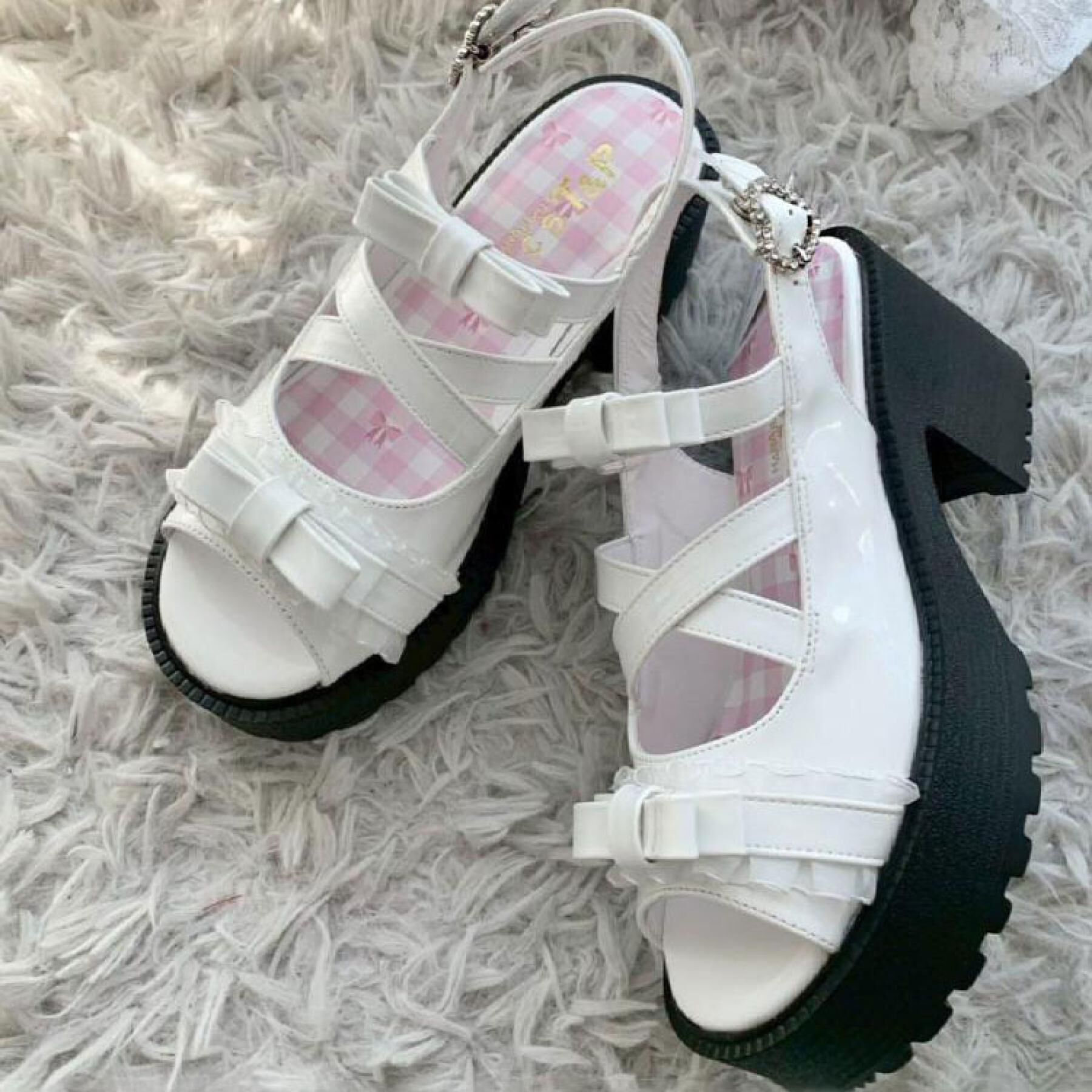 csT&P「厚底レース付きリボンベルトサンダル」|サンダル|アイボリー(204)