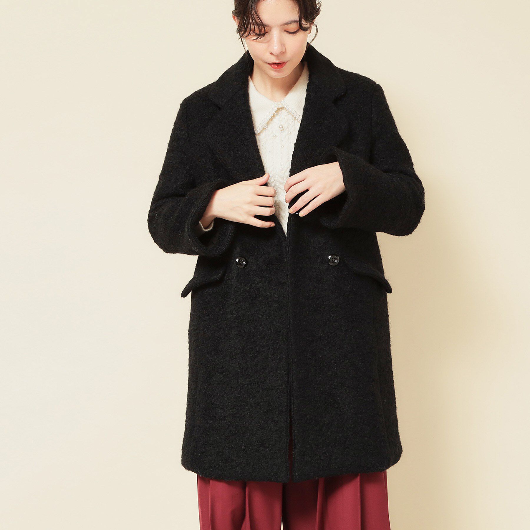 SunaUna「【COLLECTION LINE】ブークレーコート」|チェスターコート|