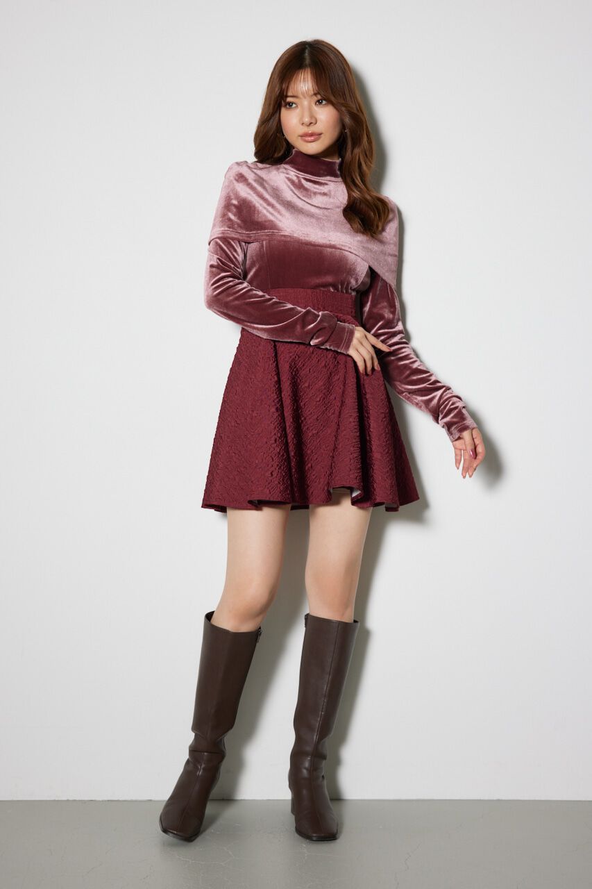 rienda「2WAYベロアフレアミニワンピース」|ワンピース|