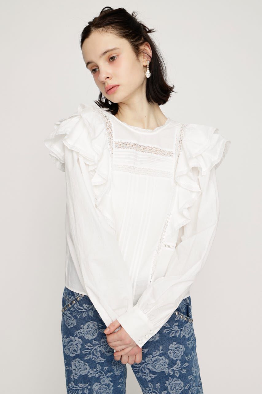 SLY「2WAY RIBBON FRILL LACE トップス」|シャツ・ブラウス|O/WHT1