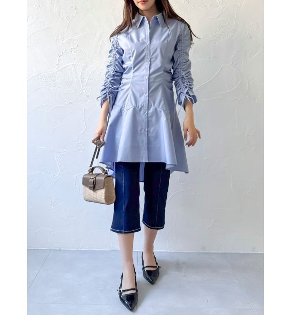 dazzlin「ギャザースリーブイレヘムシャツワンピース」|ワンピース|