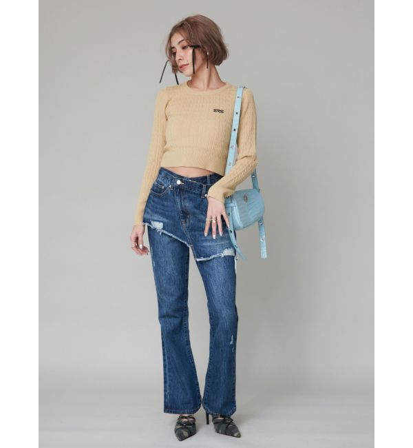 EVRIS「ワンポイントバックオープンケーブルニット」|ニット・セーター|