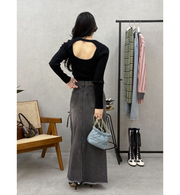 EVRIS「ワンポイントバックオープンケーブルニット」|ニット・セーター|