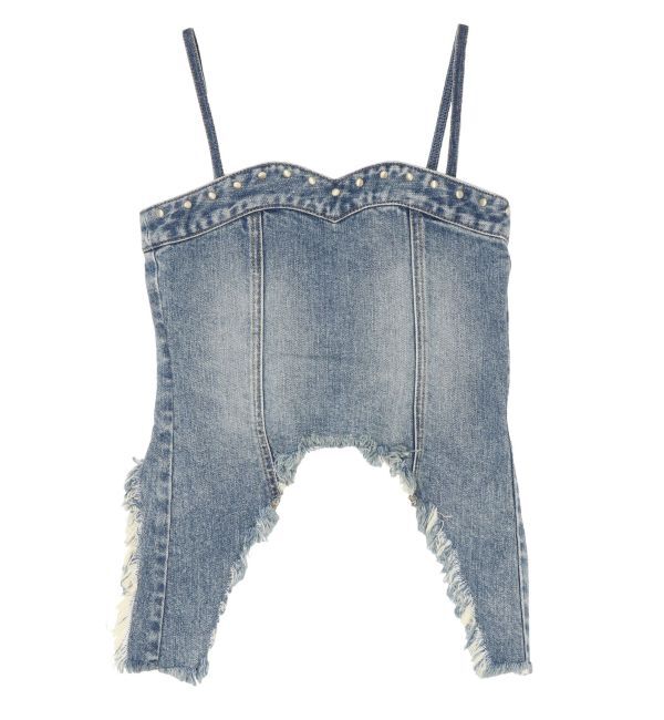 EVRIS「スタッズモチーフデニムキャミ【セットアップ着用可能】」|キャミソール|アイスブルー