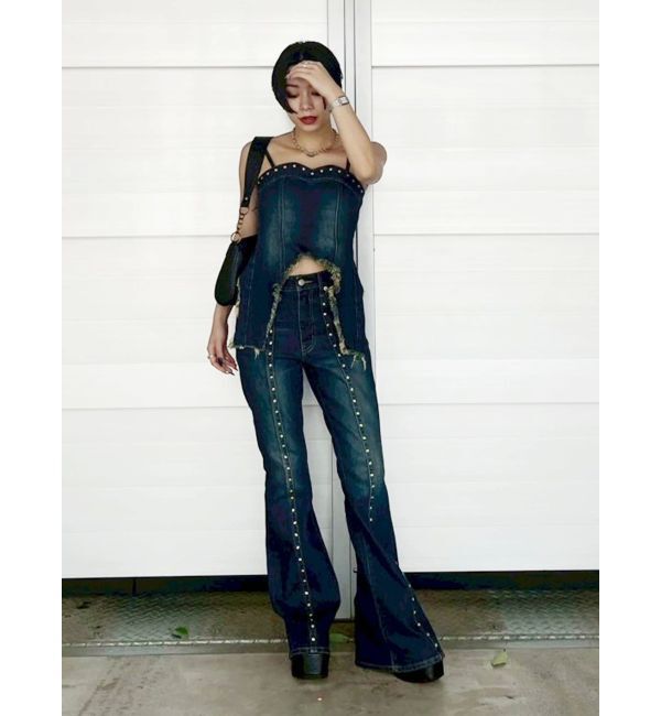 EVRIS「スタッズモチーフデニムキャミ【セットアップ着用可能】」|キャミソール|