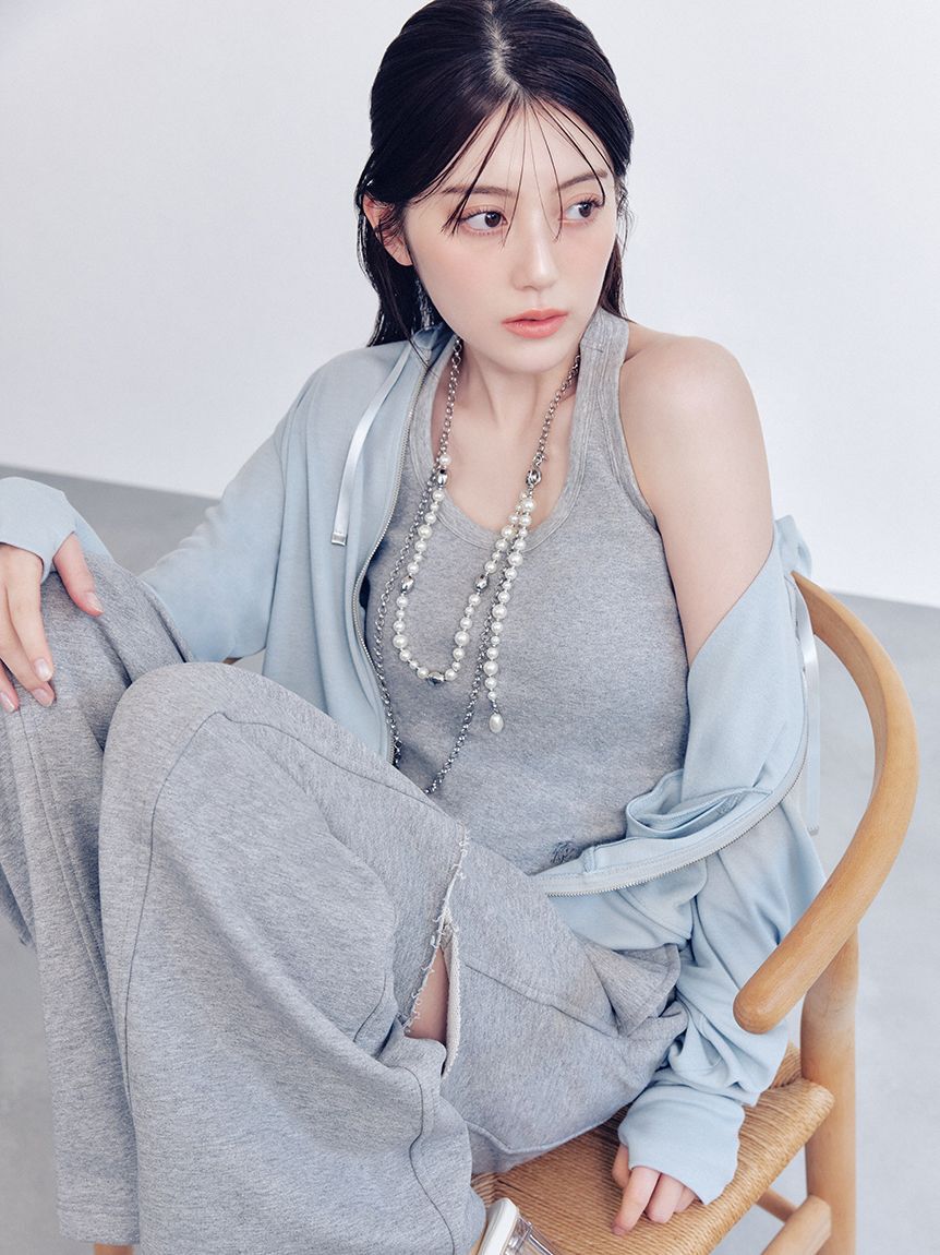 FRAY I.D「カットアウトスウェットパンツ」|チノ|GRY