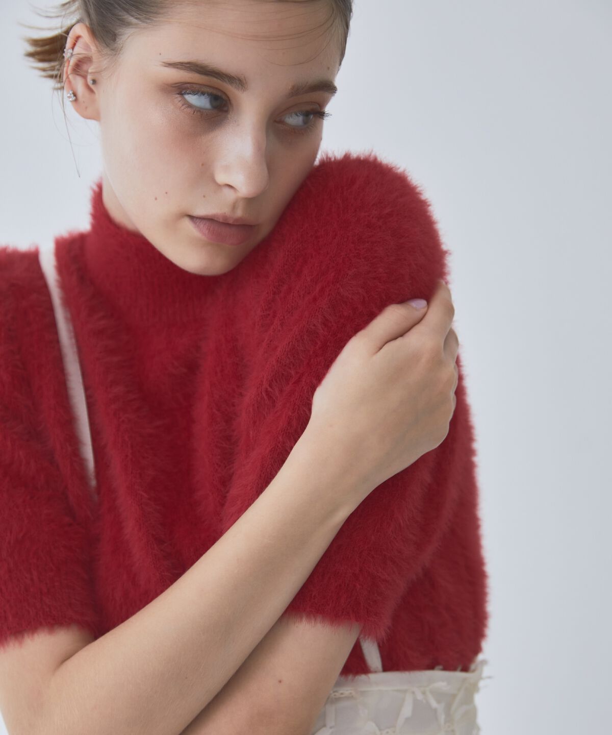 REDYAZEL「フェザーライク半袖ニットプルオーバー」|ニット・セーター|