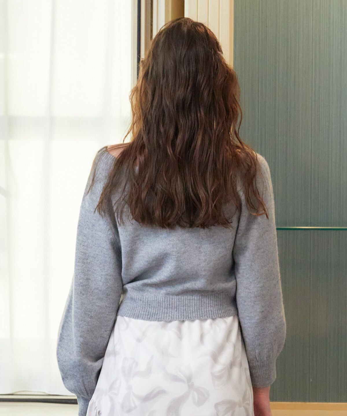 REDYAZEL「ワンショルリボンレースニット」|ニット・セーター|