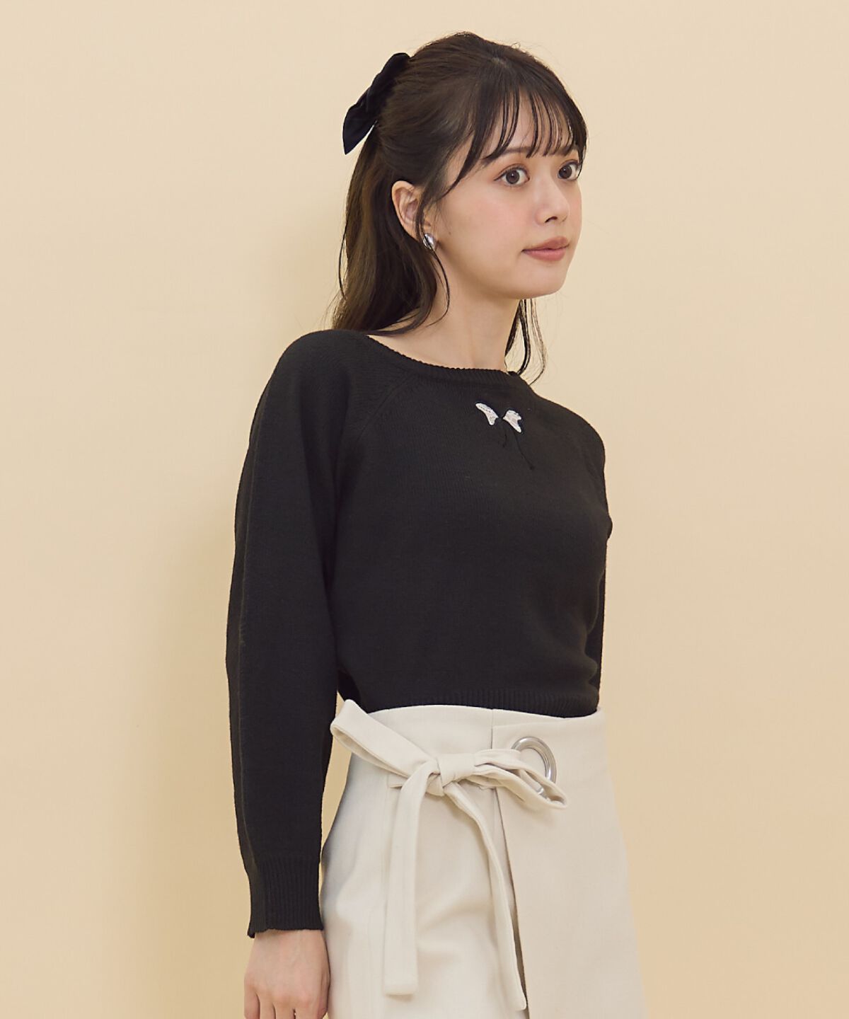 REDYAZEL「ワンショルリボンレースニット」|ニット・セーター|