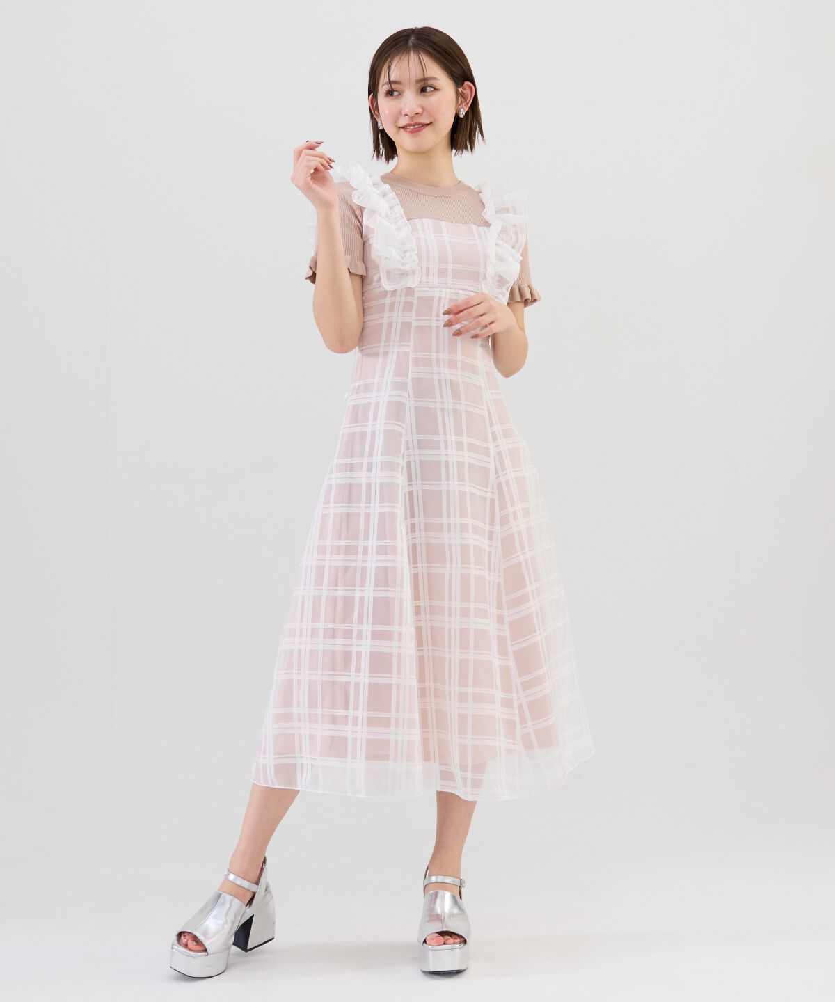 REDYAZEL「ショルダーフリルドッキングワンピース」|ワンピース|