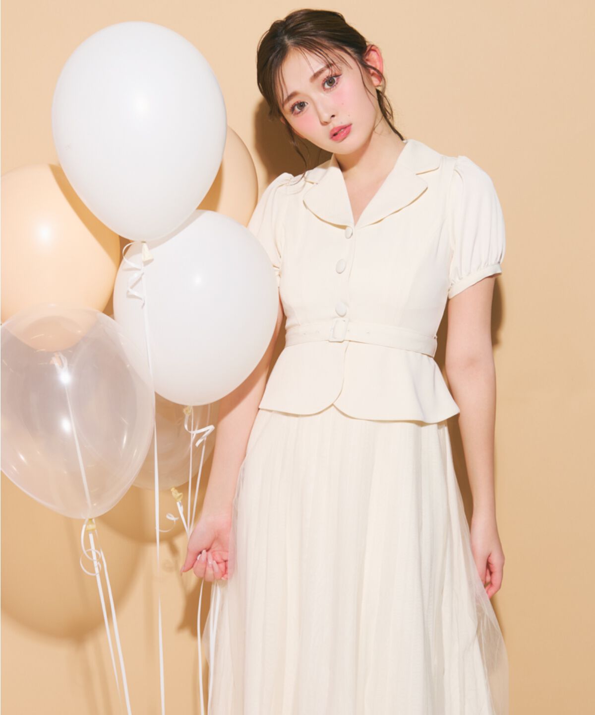 REDYAZEL「ツイル&times;チュールプリーツワンピース」|ワンピース|