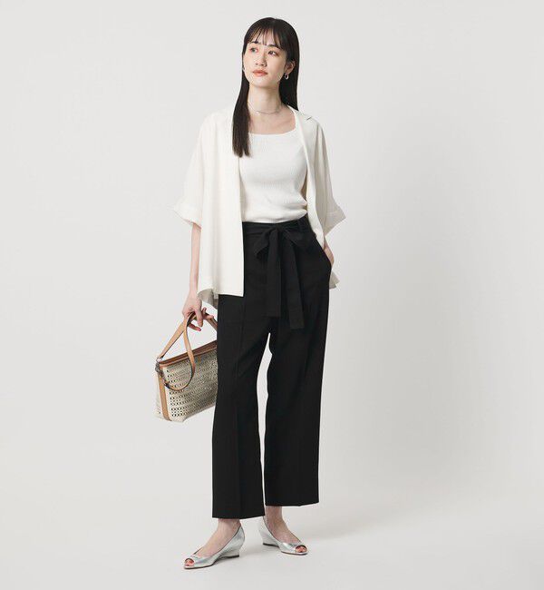 UNITED ARROWS「スラブ リボン テーパードパンツ」|スラックス|