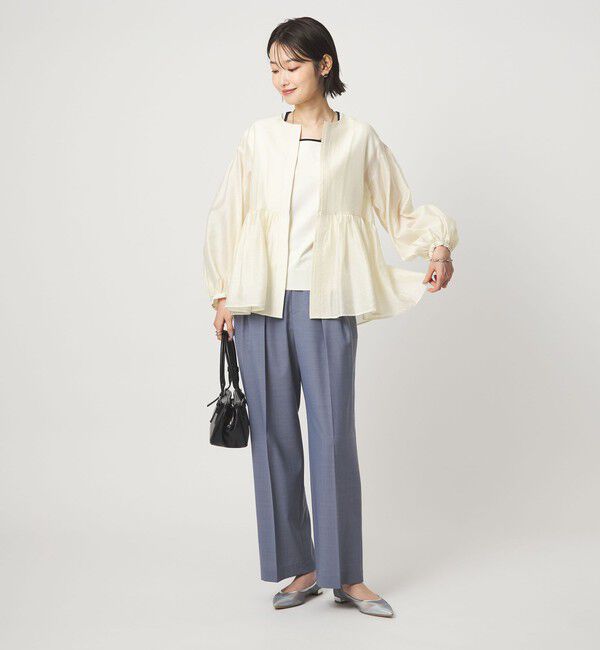 UNITED ARROWS green label relaxing「HIYOKE スクエアネック フレンチスリーブ ニット」|ニット・セーター|