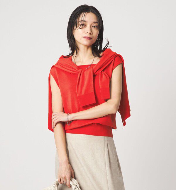 UNITED ARROWS green label relaxing「HIYOKE スクエアネック フレンチスリーブ ニット」|ニット・セーター|