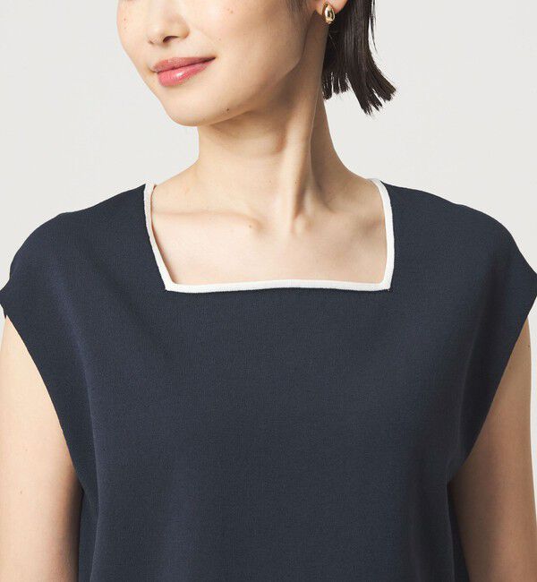 UNITED ARROWS green label relaxing「HIYOKE スクエアネック フレンチスリーブ ニット」|ニット・セーター|