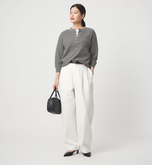 UNITED ARROWS green label relaxing「【WEB限定】＜at ease＞ワッフル ヘンリーネック 5分袖 カットソー」|Tシャツ・カットソー|