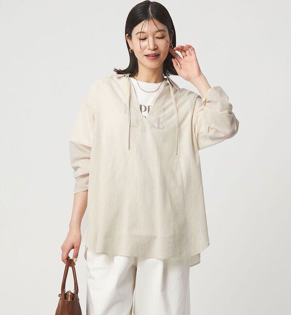 UNITED ARROWS green label relaxing「【WEB限定】＜at ease＞シアー スキッパー シャツ」|シャツ・ブラウス|NATURAL