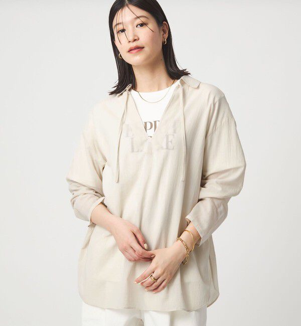 UNITED ARROWS green label relaxing「【WEB限定】＜at ease＞シアー スキッパー シャツ」|シャツ・ブラウス|