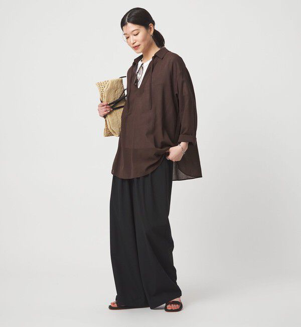 UNITED ARROWS green label relaxing「【WEB限定】＜at ease＞シアー スキッパー シャツ」|シャツ・ブラウス|