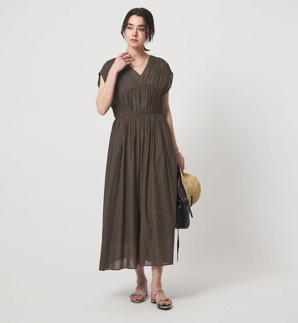 UNITED ARROWS green label relaxing「ティアード ギャザー ワンピース」|ワンピース|DK.BROWN